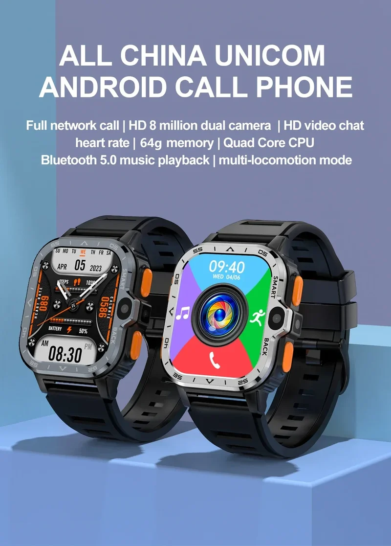 2024 New SIM Smart Watch 2.03inch 4G Network GPS Wifi NFC Dual Camera 64G ROM Storage Google Play Small mobile phone Smartwatch