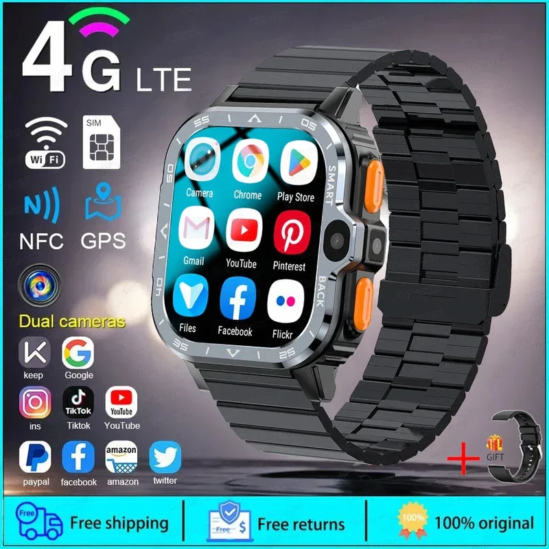 2024 New SIM Smart Watch 2.03inch 4G Network GPS Wifi NFC Dual Camera 64G ROM Storage Google Play Small mobile phone Smartwatch