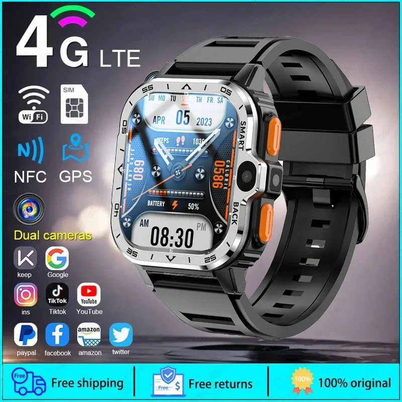 2024 New SIM Smart Watch 2.03inch 4G Network GPS Wifi NFC Dual Camera 64G ROM Storage Google Play Small mobile phone Smartwatch