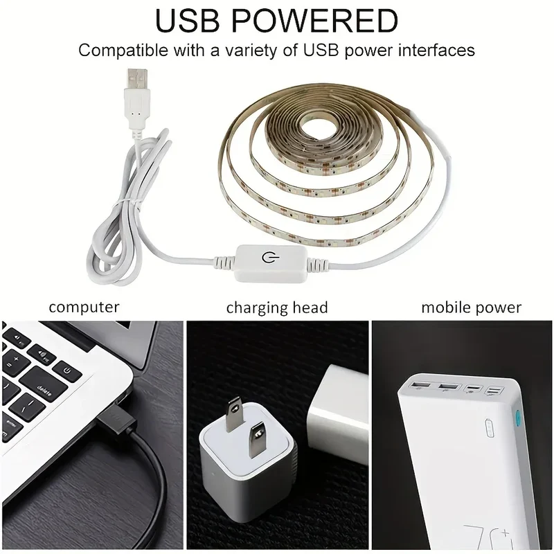 Led Strip Lights Touch Switch Dimmer USB DC5V 30LEDs/m 2835 Flexible Lights Tape Ribbon For Room Kitchen Cabinet Lighting Decor