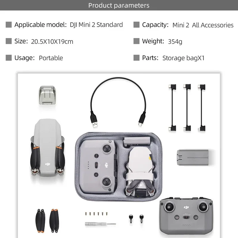 Storage Carry Bag for DJI Mini 2/Mini 2 SE/MINI 4K Drone Battery Remote Control Box Protective Portable Handbag Accessories