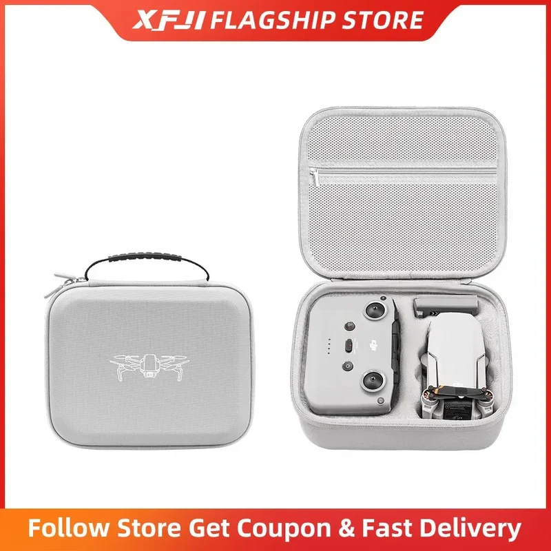 XFJI Storage Bag Protective Carrying Case PU Leather Handbag for DJI Mini 4K/Mini 2SE/Mini 2 Drone Controller Accessories