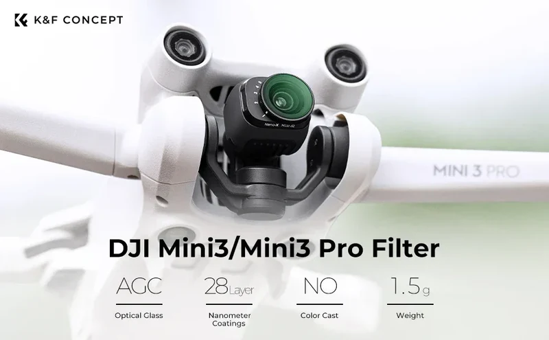 K&F CONCEPT Drone Filter for DJI Mini 3 Pro &Mini 3 UV/CPL/ND2-ND32/ND32-ND512 Variable Camera Coating Optical Glass Lens Filter