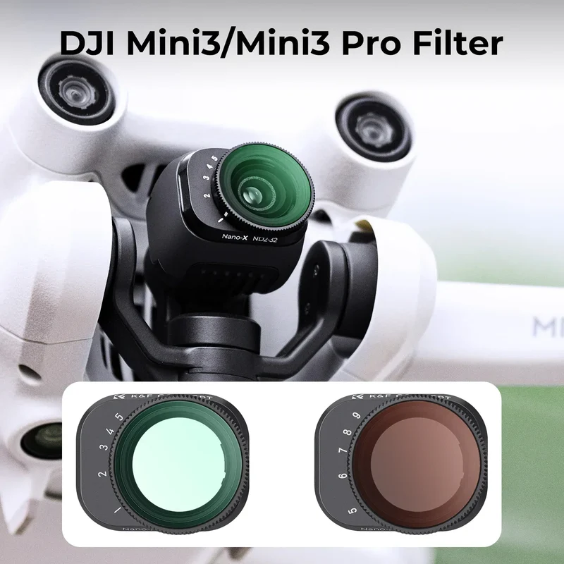 K&F CONCEPT Drone Filter for DJI Mini 3 Pro &Mini 3 UV/CPL/ND2-ND32/ND32-ND512 Variable Camera Coating Optical Glass Lens Filter