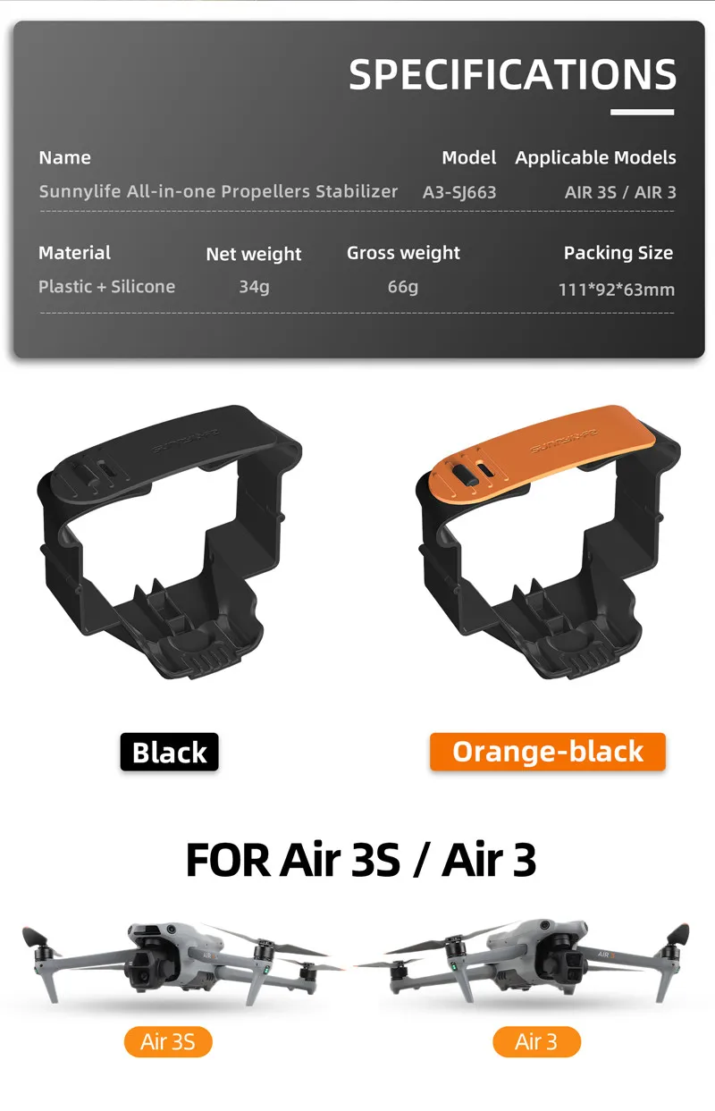Propeller Holder for DJI Air 3/Air 3S Drone Propellers Stabilizer Prop Blades Protector Wing Fixed Quick Release Accessory
