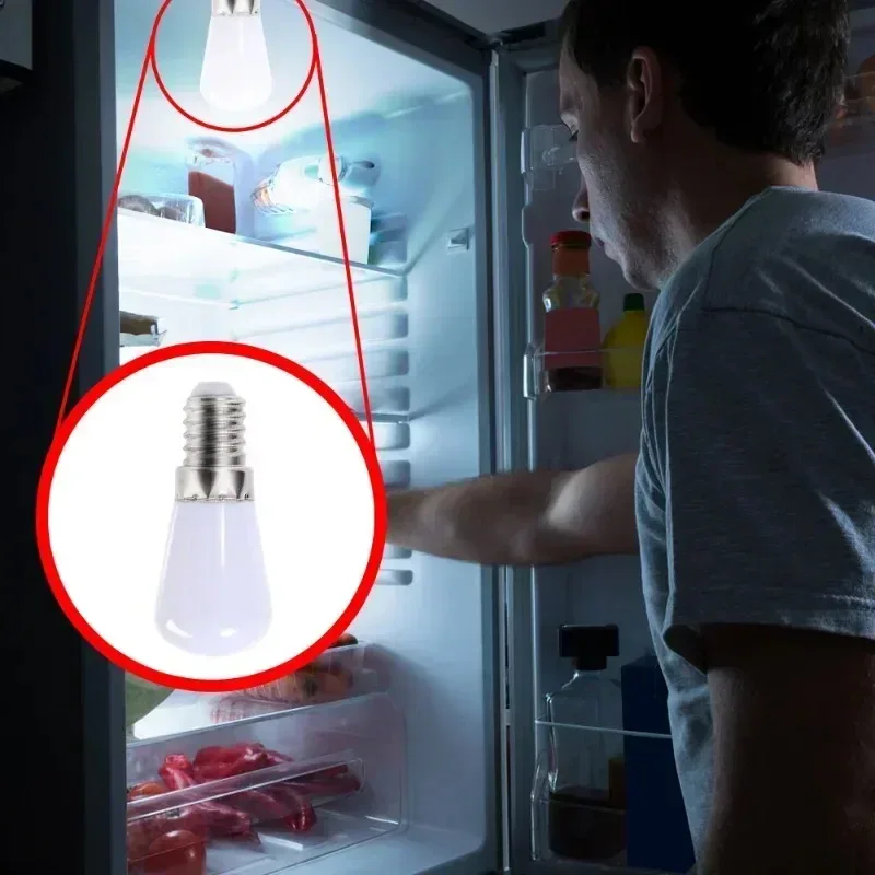LED Refrigerator Lamp E12 Light Bulb 220V LED Refrigerator Lamp Screw Bulb for Refrigerator Display Cabinet Home Lighting