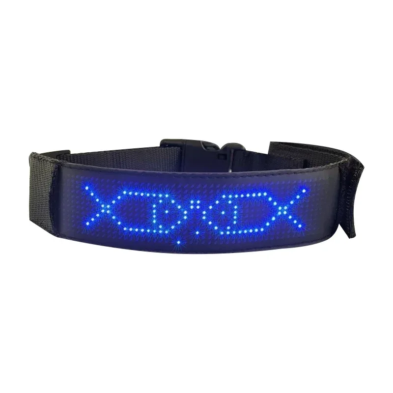 LED Dog Collar DIY ID LED Tag Nameplate Night Glowing Pet Collars Adjustable Safety Puppy Collar for Small Medium Large Dogs