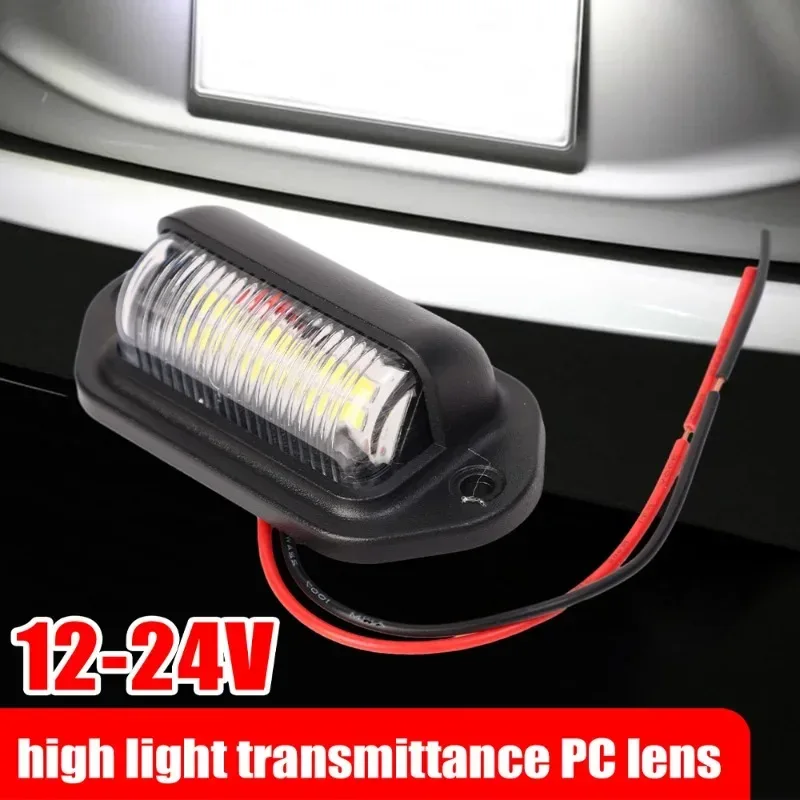 6 LED Universal Car License Light for SUV Truck Trailer Van Tag Step Lamp White Bulbs Car License Plate Lights Car Accessories