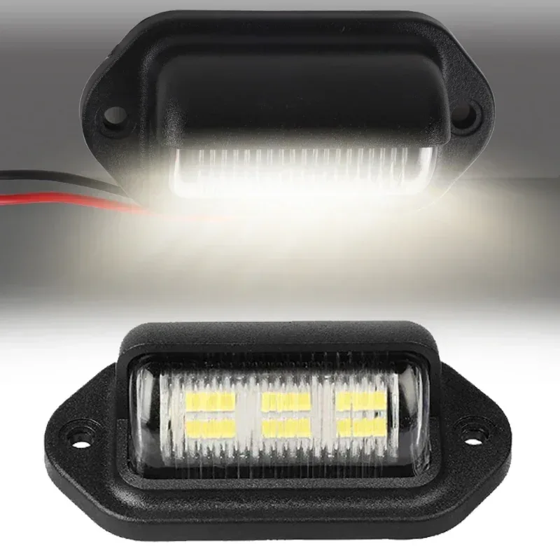 6 LED Universal Car License Light for SUV Truck Trailer Van Tag Step Lamp White Bulbs Car License Plate Lights Car Accessories