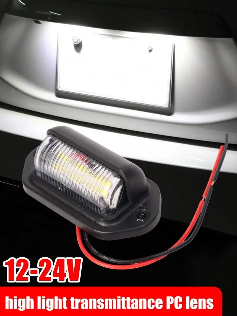 6 LED Universal Car License Light for SUV Truck Trailer Van Tag Step Lamp White Bulbs Car License Plate Lights Car Accessories