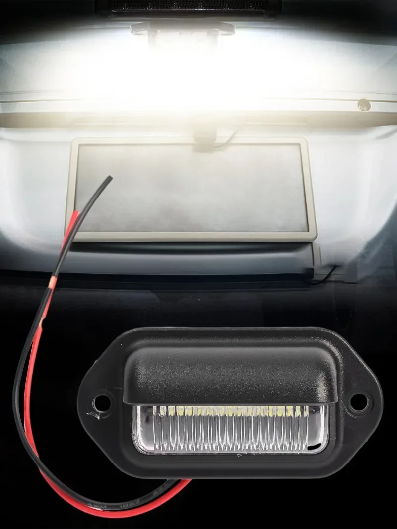 6 LED Universal Car License Light for SUV Truck Trailer Van Tag Step Lamp White Bulbs Car License Plate Lights Car Accessories