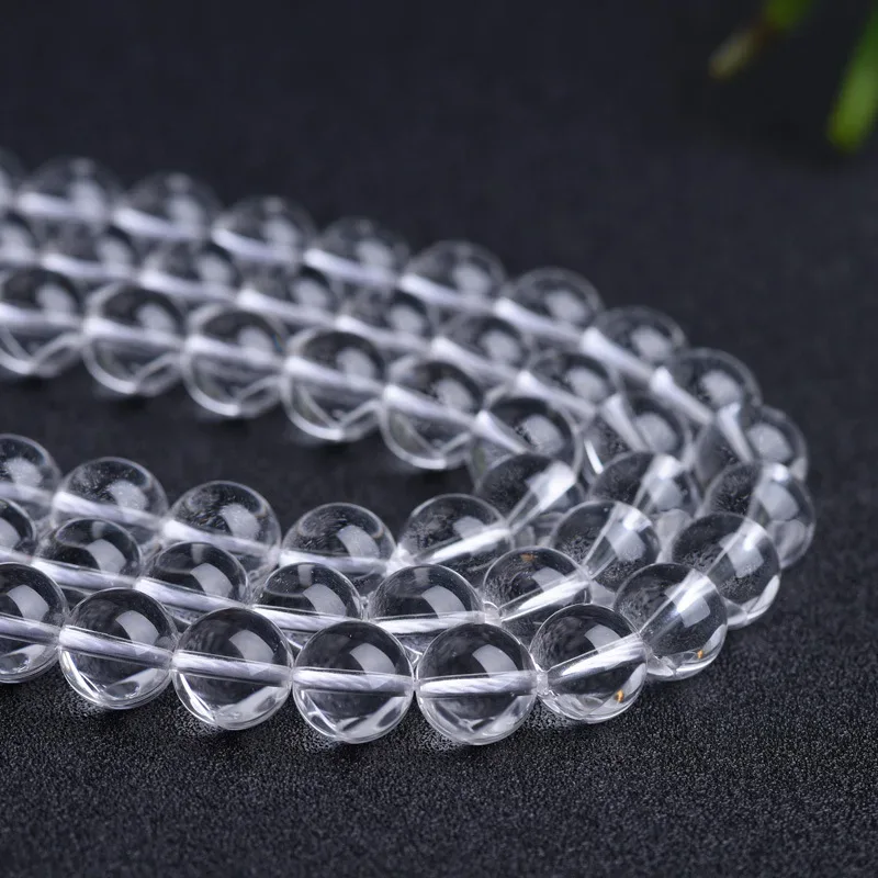 Natural White Clear Quartz Round Beads Gemstone Beads for DIY Necklace Bracelet Jewelry Making Strand 15"