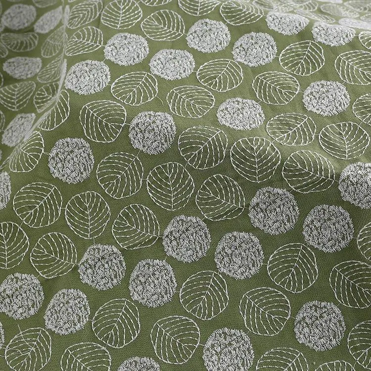 Width 120 cm Plain Embroidery Leaves Flowers Fabric Cotton Linen Rayon Viscose Fabric for Pillow Home Textile Fashion Dress Bag