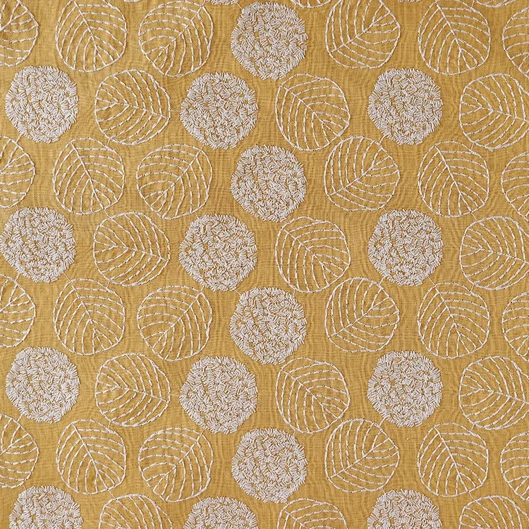 Width 120 cm Plain Embroidery Leaves Flowers Fabric Cotton Linen Rayon Viscose Fabric for Pillow Home Textile Fashion Dress Bag