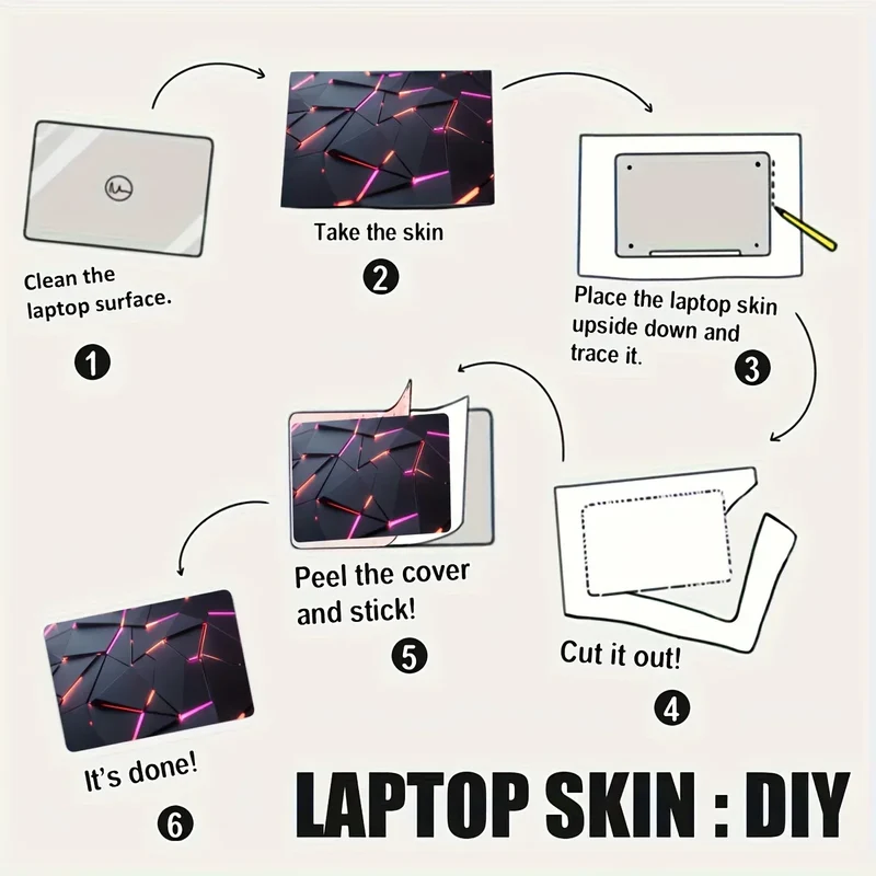 2-Pack Pattern Laptop Art Cyberpunk Decal Case, Universal Netbook Skin Stickers Non-Reusable Laptop Skin