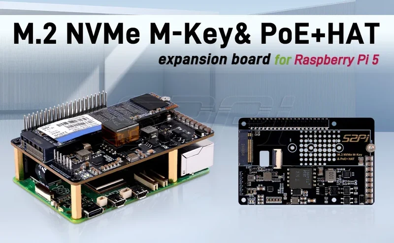 52Pi M.2 NVME M-key & PoE+ Hat & Active Cooler Kit For Raspberry Pi 5 Support SSD: 2230/2242/2260/2280