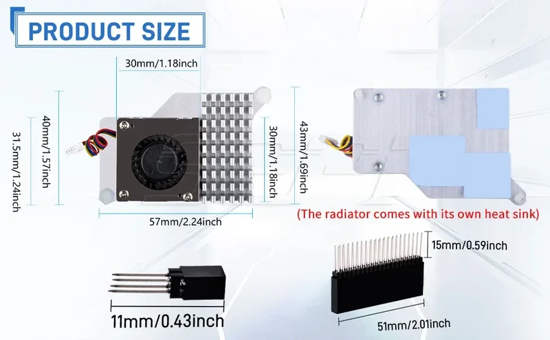 52Pi M.2 NVME M-key & PoE+ Hat & Active Cooler Kit For Raspberry Pi 5 Support SSD: 2230/2242/2260/2280