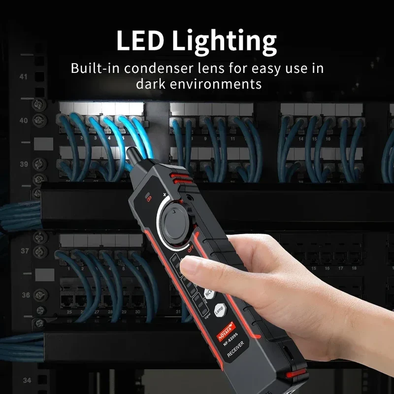 NOYAFA NF-8209S Network Cable Tester Cable Tracker Cat5 Cat6 PoE Tester Detect Length Continuity Test with NCV & Lamp