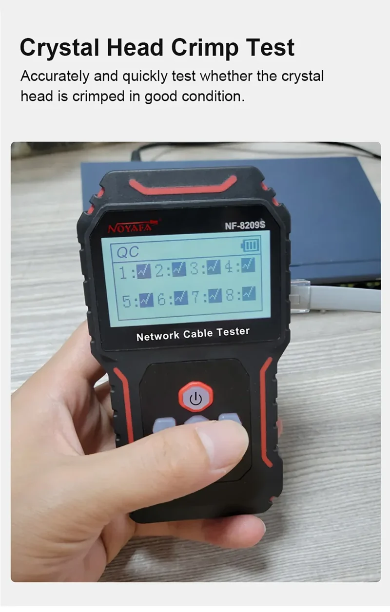 NOYAFA NF-8209S Network Cable Tester Cable Tracker Cat5 Cat6 PoE Tester Detect Length Continuity Test with NCV & Lamp