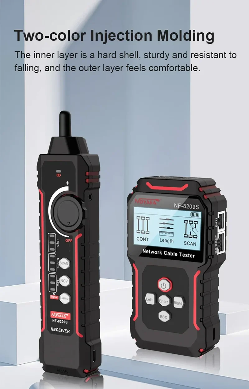 NOYAFA NF-8209S Network Cable Tester Cable Tracker Cat5 Cat6 PoE Tester Detect Length Continuity Test with NCV & Lamp