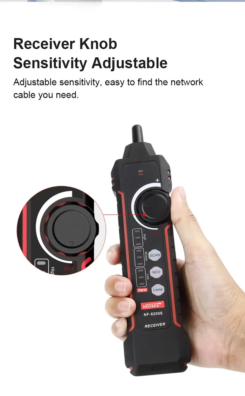 NOYAFA NF-8209S Network Cable Tester Cable Tracker Cat5 Cat6 PoE Tester Detect Length Continuity Test with NCV & Lamp