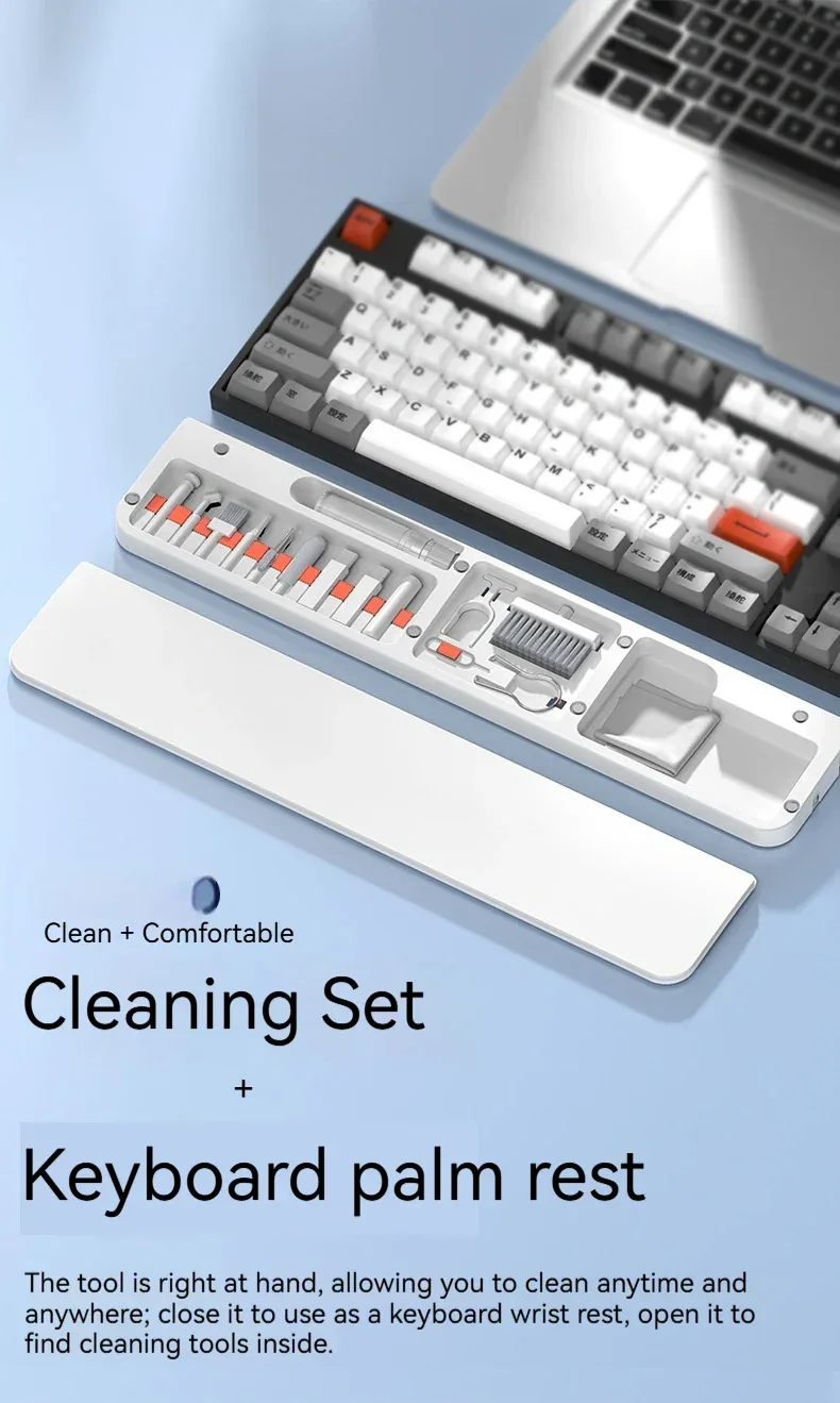 22-in-1 Multifunctional Cleaning Set Office Wristband Keyboard Support Leather Sponge Hand Holder Keyboard Palm Tray