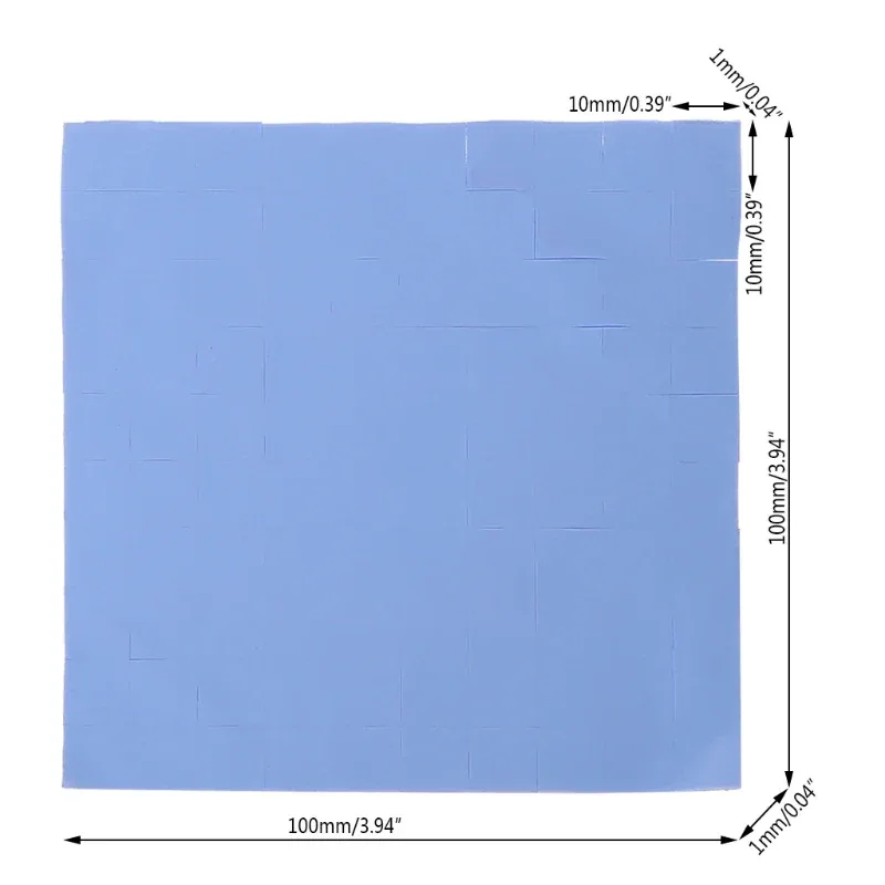 F3MA 100Pcs 100mmx100mmx1mm Thermal Pad GPU CPU Heatsink Cooling Conductive Silicone Pad for PC Computer Accessories