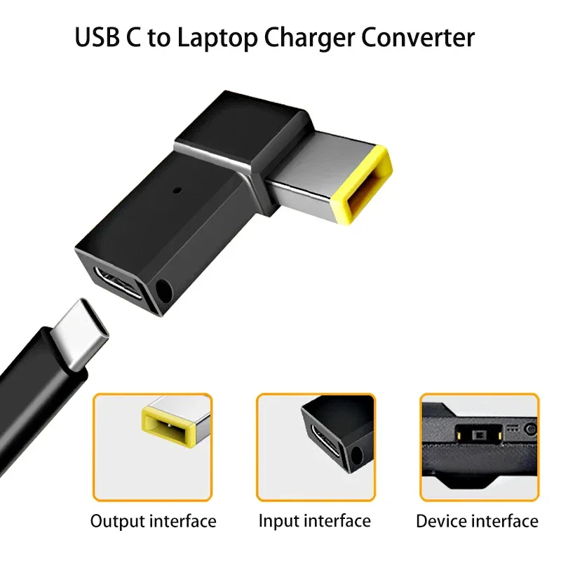 PD 100W USB Type C Female to DC Male Adapter for Lenovo ThinkPad USB-C Fast Charging Cable Converter Square PD Plug