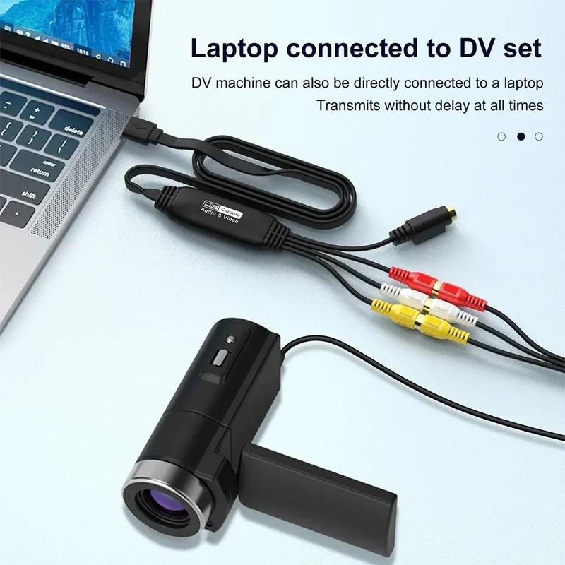 RCA AV To USB 2.0 Video Capture Card Old VHS TV DVD VCR to Digital Files Adapter for Laptop Desktop PC Support OBS