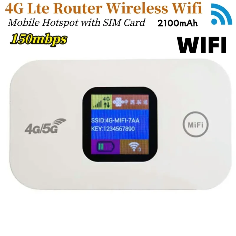 4G LTE Mini Outdoor Hotspot Sim Card Slot Wireless Router 2100mAh Portable Network Hotspot Device Colorful LED Display
