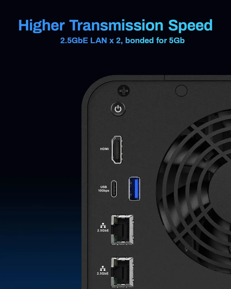 TERRAMASTER F6-424 NAS Storage 6bay - N95 Quad Core CPU, 8GB DDR5 RAM, 2.5GbE Port X2, Network Attached Storage (Diskless))