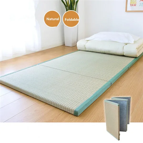Folding JapaneseComfortable Tatami Mattress Mat Rectangle Large Foldable Floor Straw Mat For Sleeping Tatami Mat Flooring