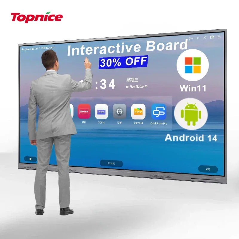 Smart LED Touch TV With Android WiFi 4K 50 55 65 75 Inch Smart Touch TV-Customizable Size OEM/ODM Karaoke TV Motherboard