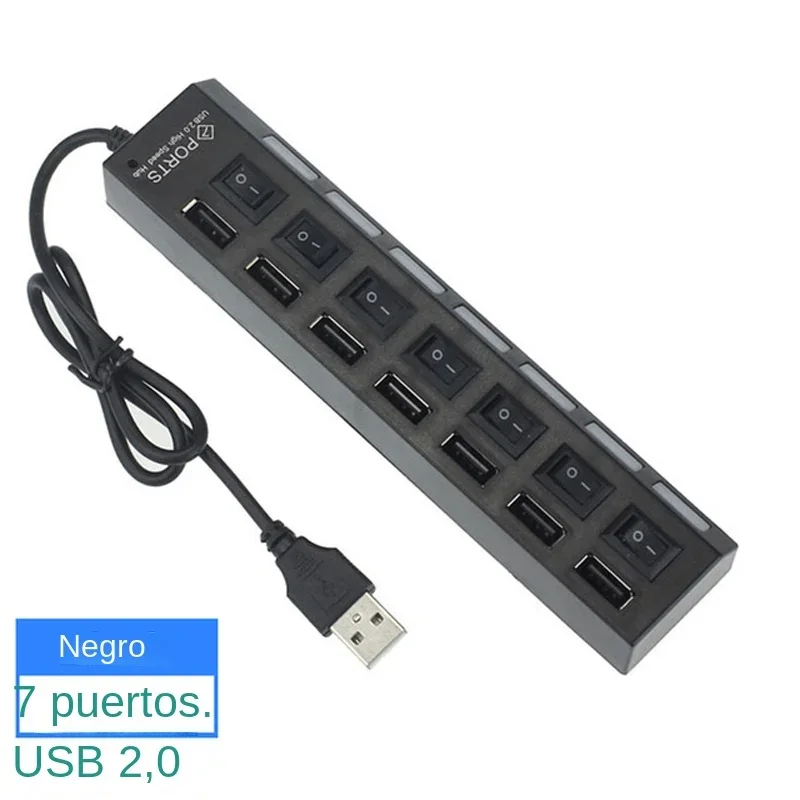 7 Ports USB 2.0 Hub Usb HUB 2.0 Multi USB Splitter Hub Multiple USB Expander 2.0 USB Hub 7 in 1 with On/Off Switch For PC Laptop