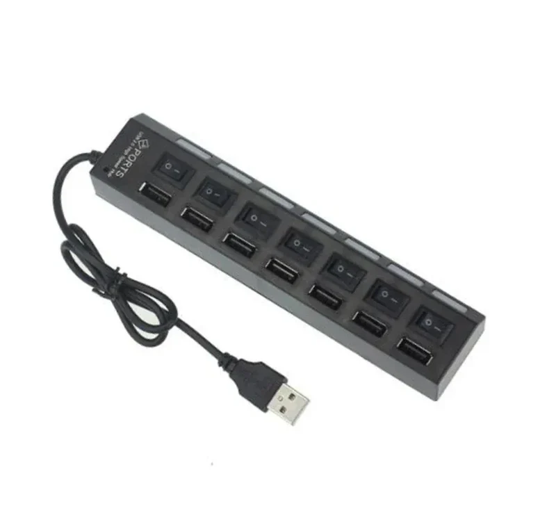 7 Ports USB 2.0 Hub Usb HUB 2.0 Multi USB Splitter Hub Multiple USB Expander 2.0 USB Hub 7 in 1 with On/Off Switch For PC Laptop