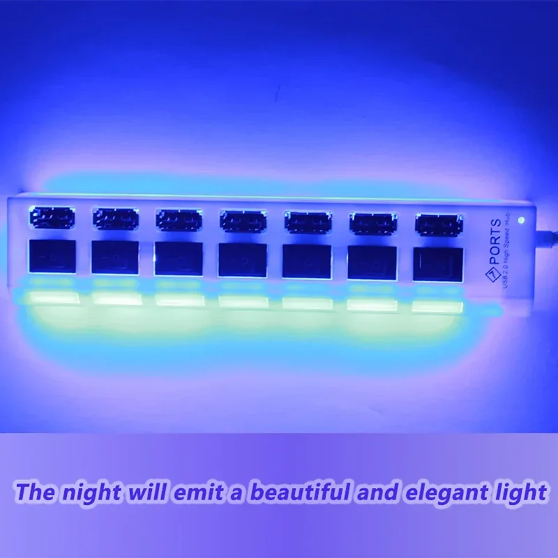 7 Ports USB 2.0 Hub Usb HUB 2.0 Multi USB Splitter Hub Multiple USB Expander 2.0 USB Hub 7 in 1 with On/Off Switch For PC Laptop