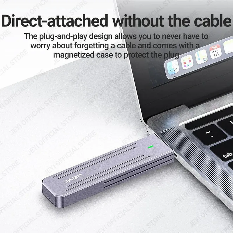 JEYI M.2 NVMe(USB 3.2 10Gbps)Direct-attach Enclosure,USB-A Plug In-line Aluminum 2242 2280 SSD Case With Magnet Protective Case