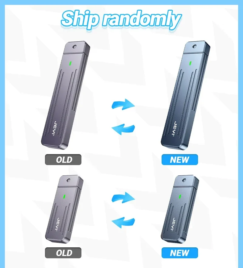 JEYI M.2 NVMe(USB 3.2 10Gbps)Direct-attach Enclosure,USB-A Plug In-line Aluminum 2242 2280 SSD Case With Magnet Protective Case