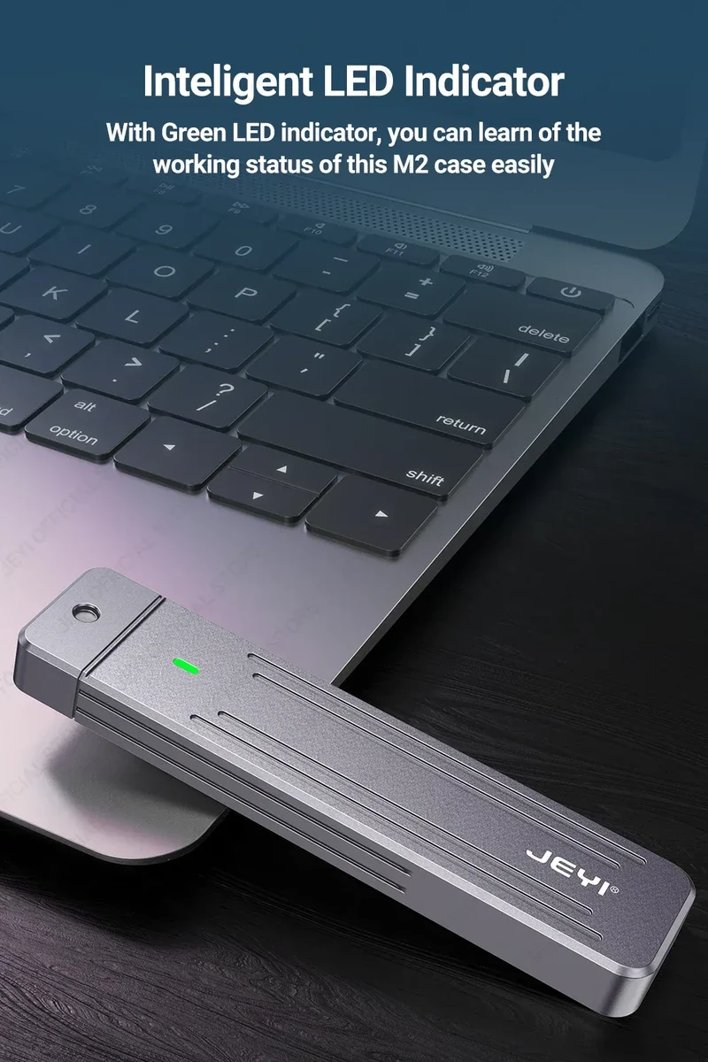 JEYI M.2 NVMe(USB 3.2 10Gbps)Direct-attach Enclosure,USB-A Plug In-line Aluminum 2242 2280 SSD Case With Magnet Protective Case