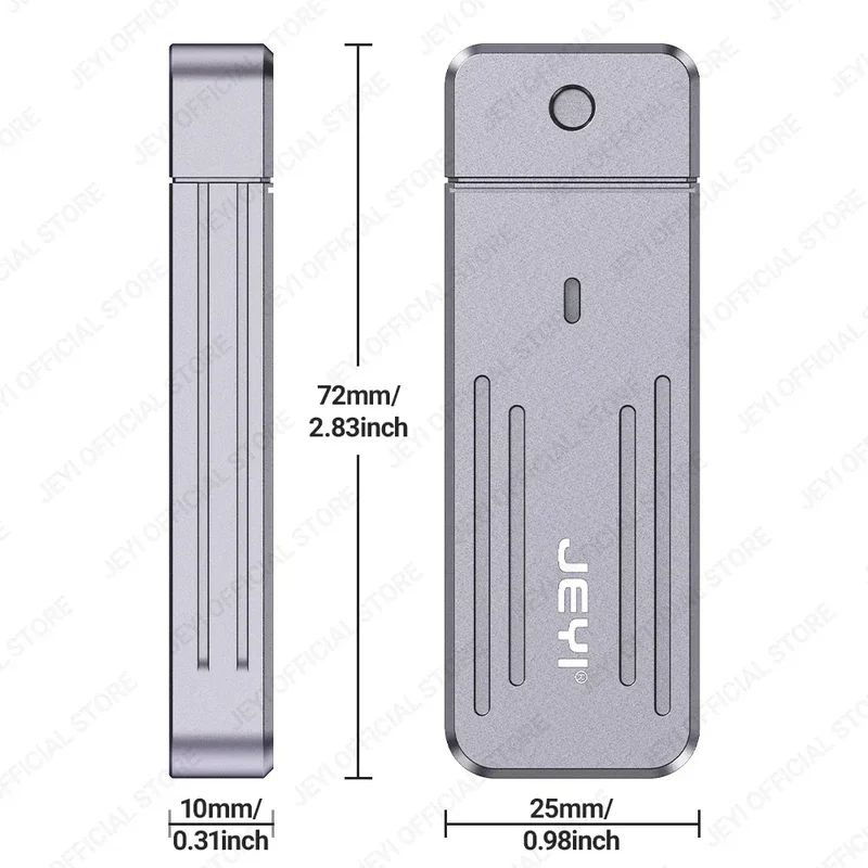 JEYI M.2 NVMe(USB 3.2 10Gbps)Direct-attach Enclosure,USB-A Plug In-line Aluminum 2242 2280 SSD Case With Magnet Protective Case