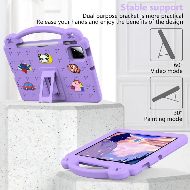 Cute Bear EVA Case For Official Xiaomi Pad 8 7 Pro 2025 11.2 Built-in Kickstand Kids Funda Cover Shockproof With Portable Holder