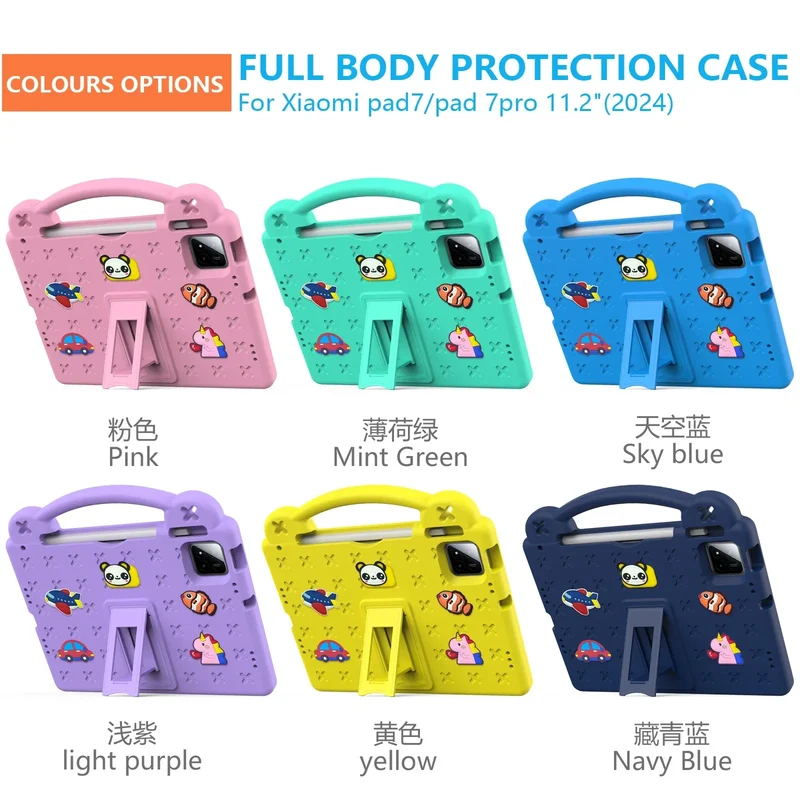 Cute Bear EVA Case For Official Xiaomi Pad 8 7 Pro 2025 11.2 Built-in Kickstand Kids Funda Cover Shockproof With Portable Holder