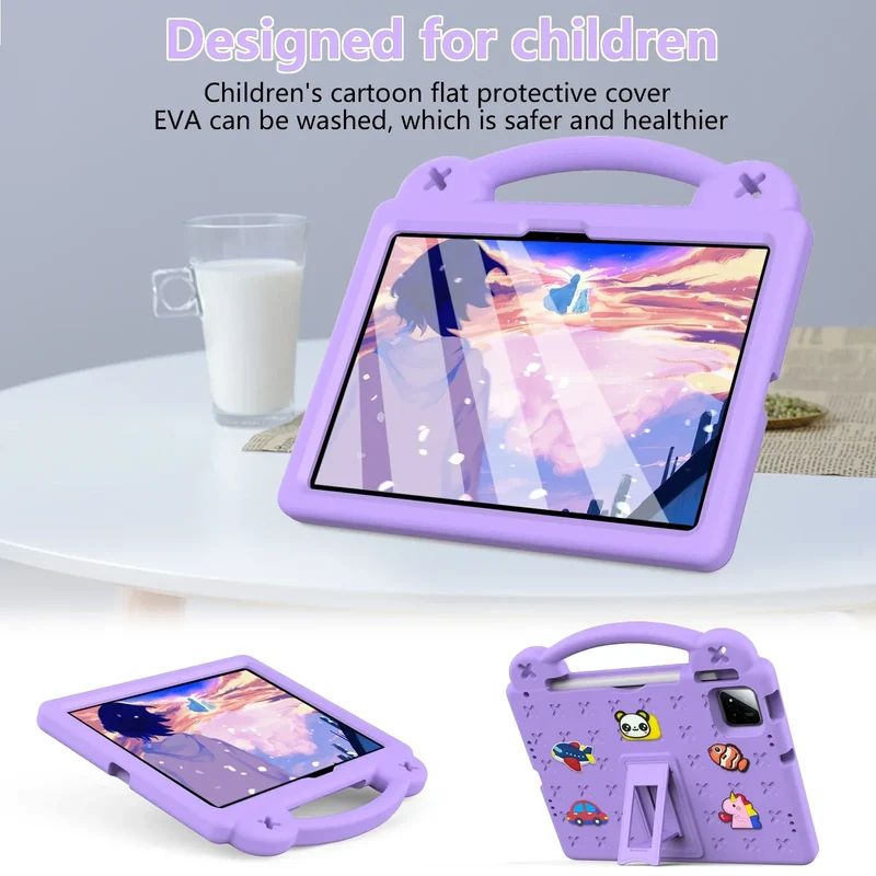 Cute Bear EVA Case For Official Xiaomi Pad 8 7 Pro 2025 11.2 Built-in Kickstand Kids Funda Cover Shockproof With Portable Holder