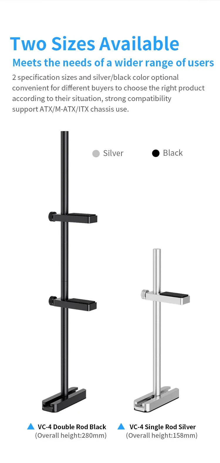 TEUCER VC4 Aluminum Alloy Graphics Video Stand 280mm GPU Support Anodic Oxidation Sandblasting Video Card Bracket PC Accessories