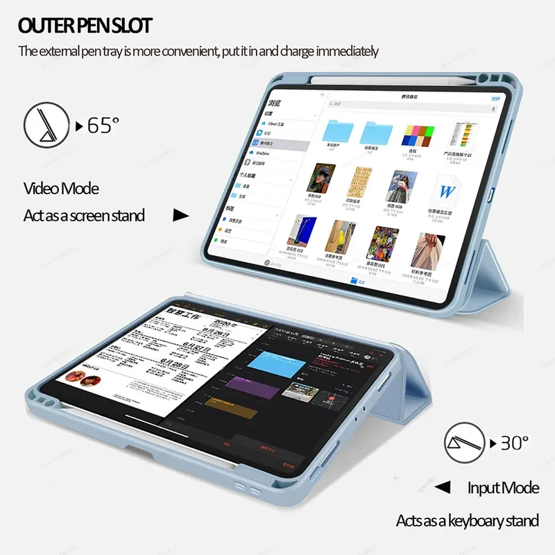 For iPad Air 4 Case Air 5 iPad Pro 11 Case 2020 2022 iPad Pro 12.9 Case 2021 5th Generation Funda Wireless Charge Pencil Holder