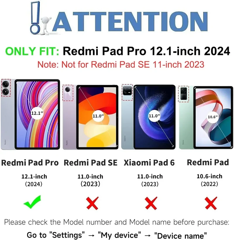 Case for Redmi Pad Pro/Redmi Pad 2 Pro 12.1 inch For Xiaomi Poco Pad 12.1 lnch Keyboard Case with Detachable Bluetooth Keyboard