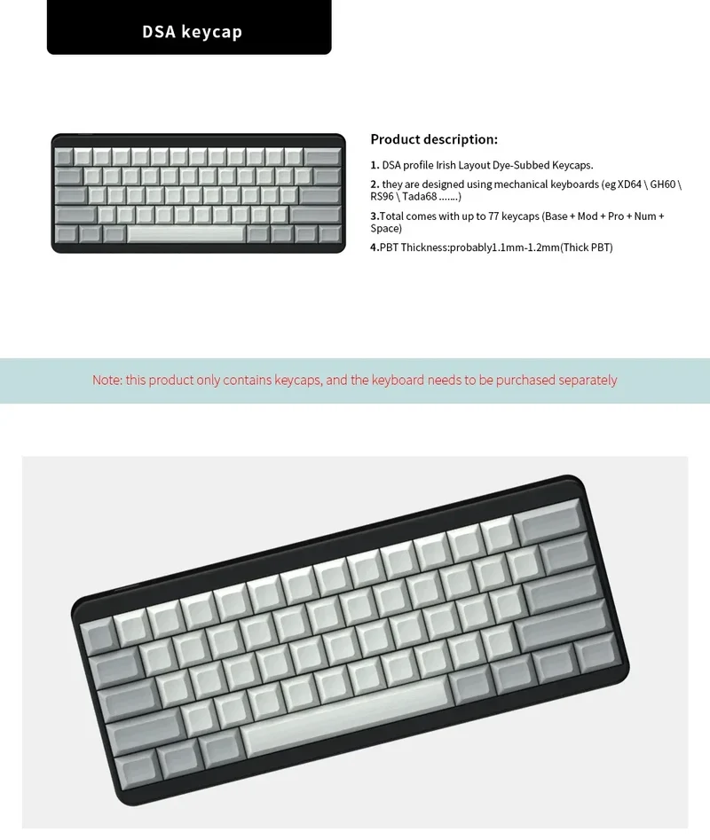 NPKC PBT Keycaps Custom Keycap Set Blank Key caps ANSI Retro Key cap DSA Keycaps for MX Switch Mechanical Keyboard GH60 XD/GK64