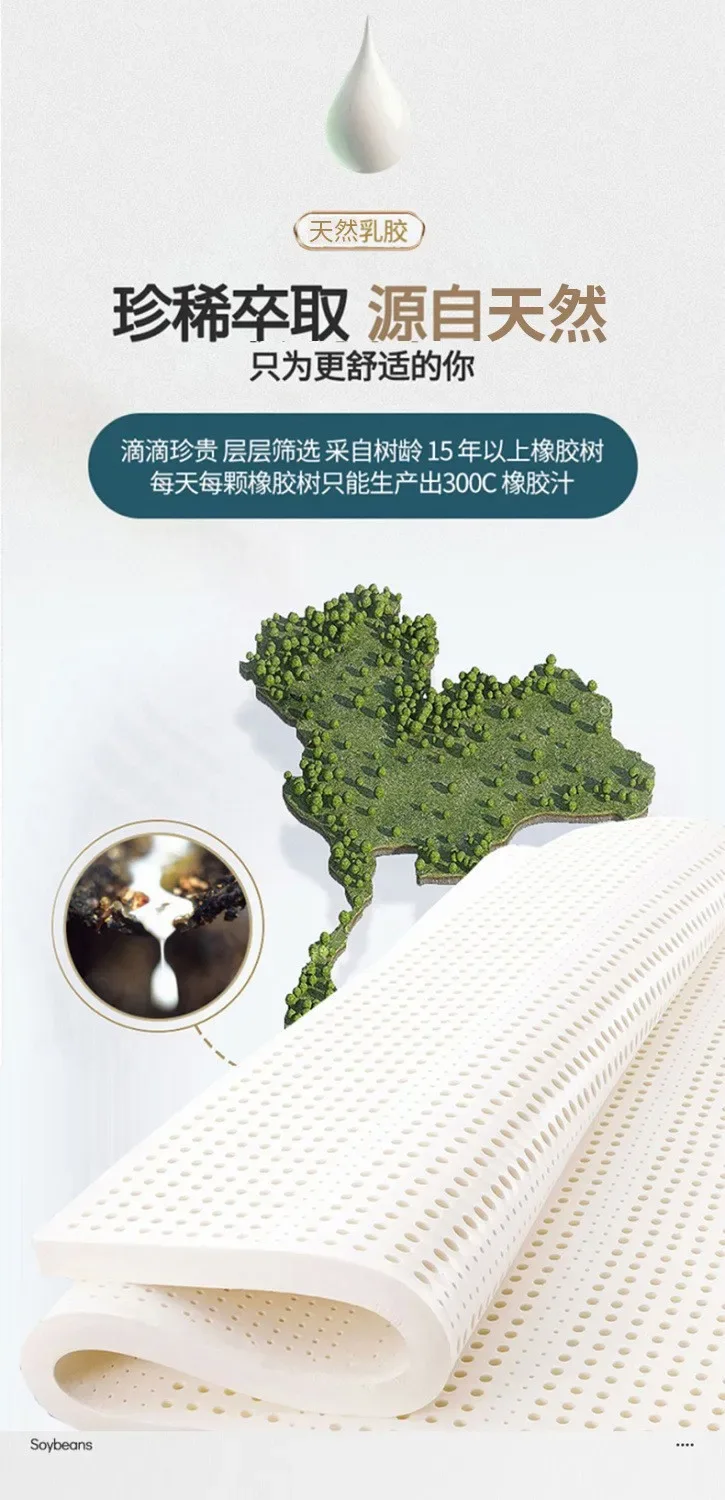 ‌A-Class Soybean Fiber Mattress, Thickened Anti-Bacterial Latex Topper, Breathable Silent Bed Pad, Skin-Friendly Tatami Cushion