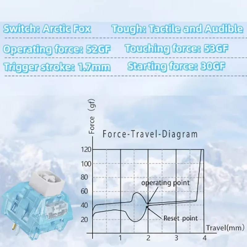Kailh Arctic Fox Switches Clicky Tactile Keyboard Switch 5 Pins 63g RGB Switch With Light Guide Mechanical Keyboard MX Switches