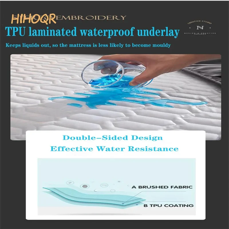 Waterproof Thicken Mattress Pad Protector Skin-Friendly Durable Fitted Sheet Bed Cover Latex Mat Cover 120x200 150x200 180x200